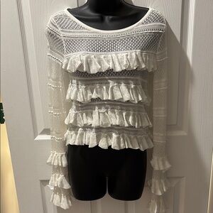 White Ruffled Lace Top